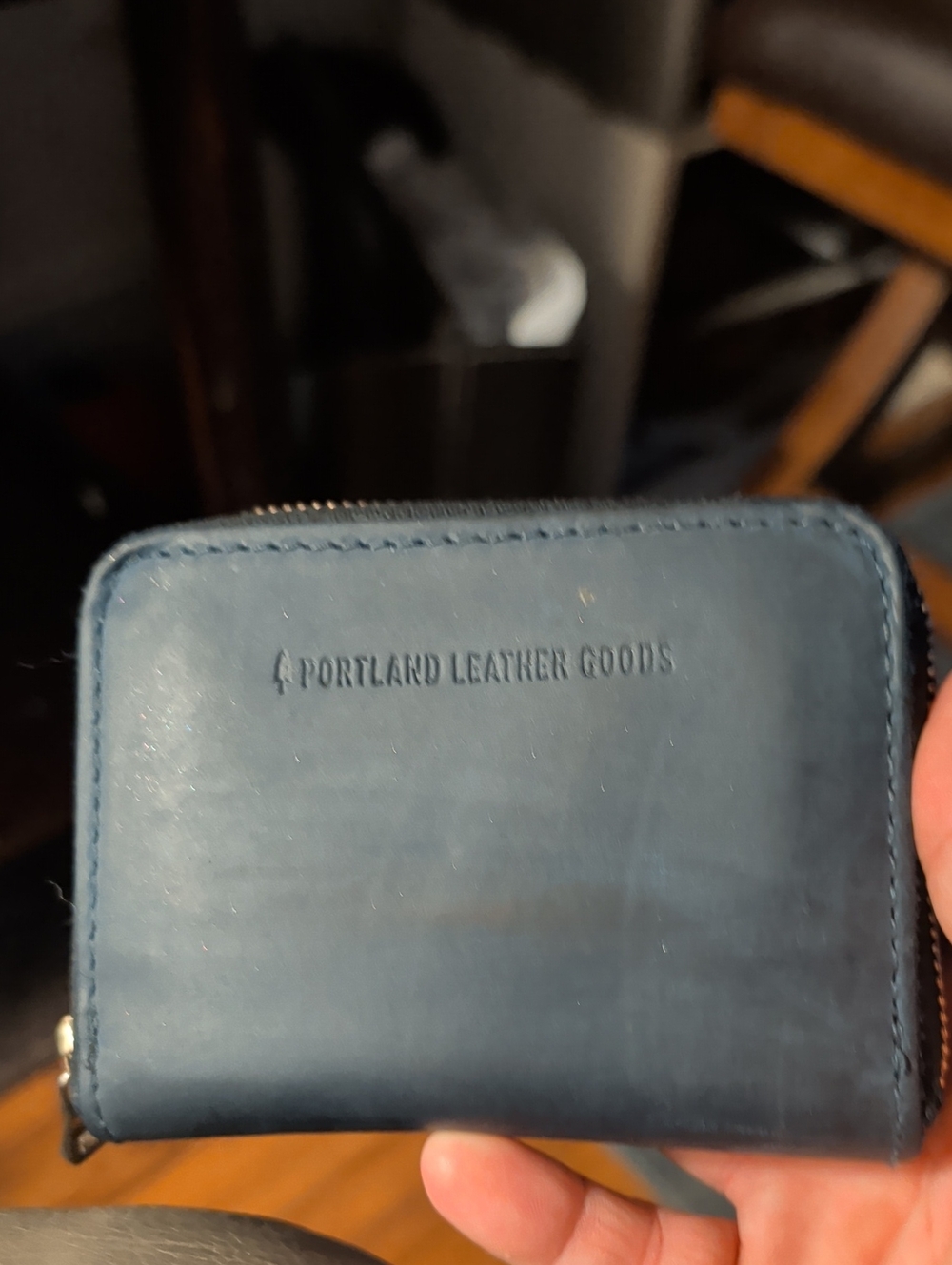 Portland Leather Blue Zip Card Holder